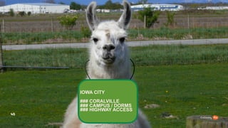 45
IOWA CITY?
### CORALVILLE
### CAMPUS / DORMS?
### HIGHWAY ACCESS
 