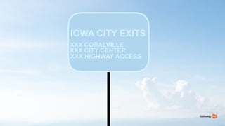 59
IOWA CITY EXITS?
XXX CORALVILLE
XXX CITY CENTER?
XXX HIGHWAY ACCESS
 