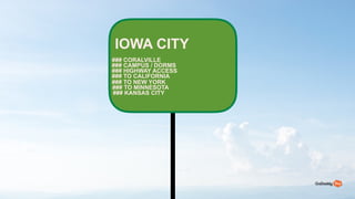 80
IOWA CITY?
### CORALVILLE
### CAMPUS / DORMS?
### HIGHWAY ACCESS
### TO CALIFORNIA
### TO NEW YORK
### TO MINNESOTA
### KANSAS CITY
 