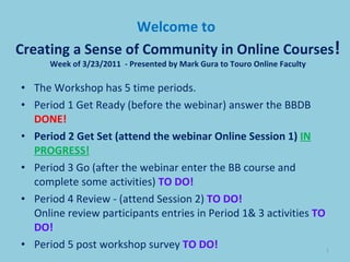 Creating a Sense of Community in Online Courses
