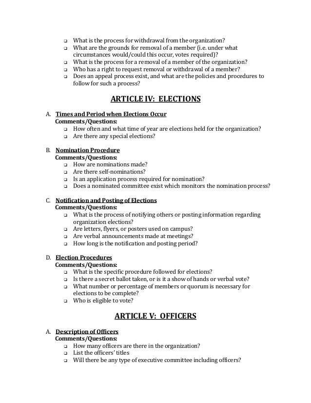 Creating a Constitution or By-Laws