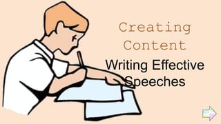 Creating
Content
Writing Effective
Speeches
 