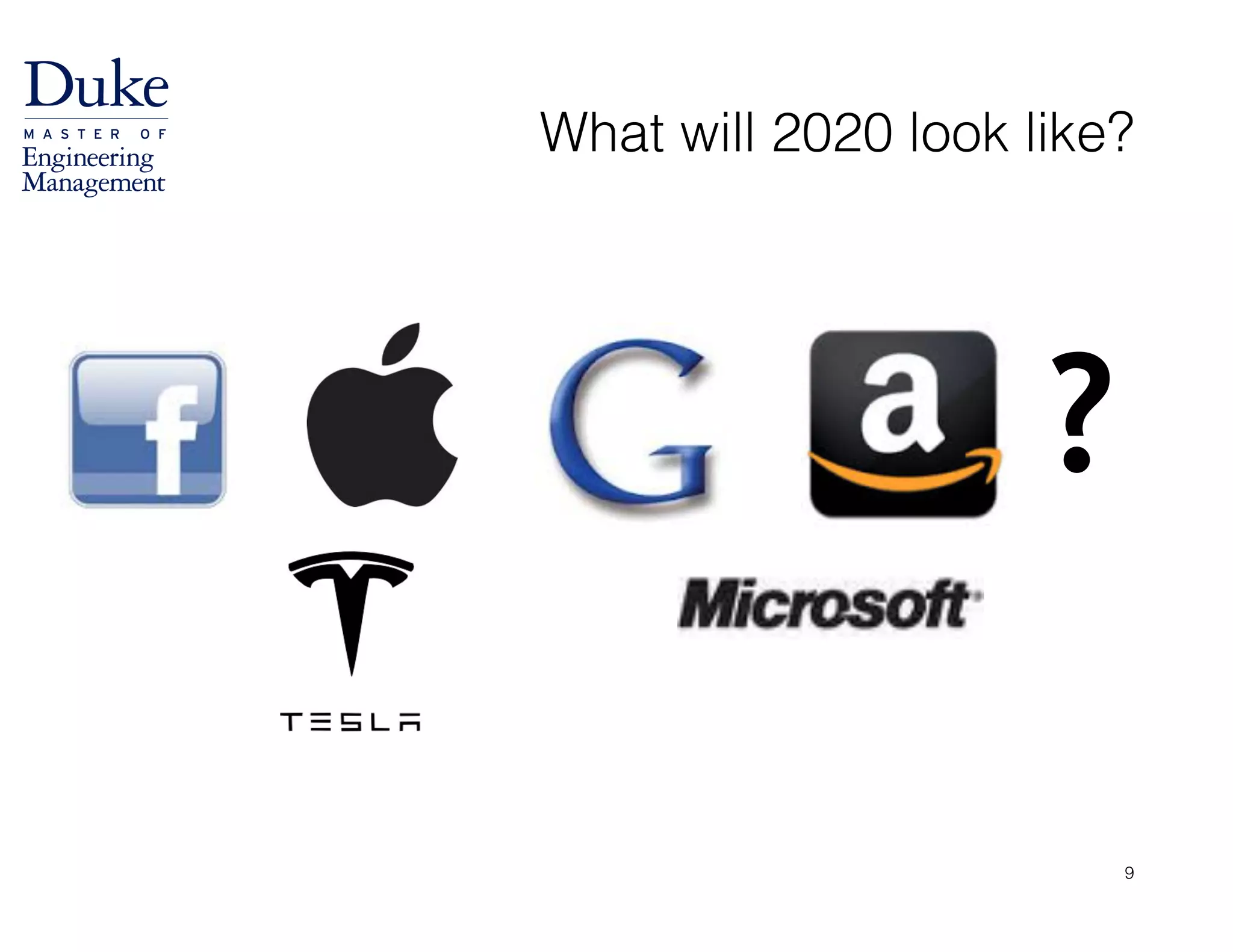 What will 2020 look like?
9
?
 