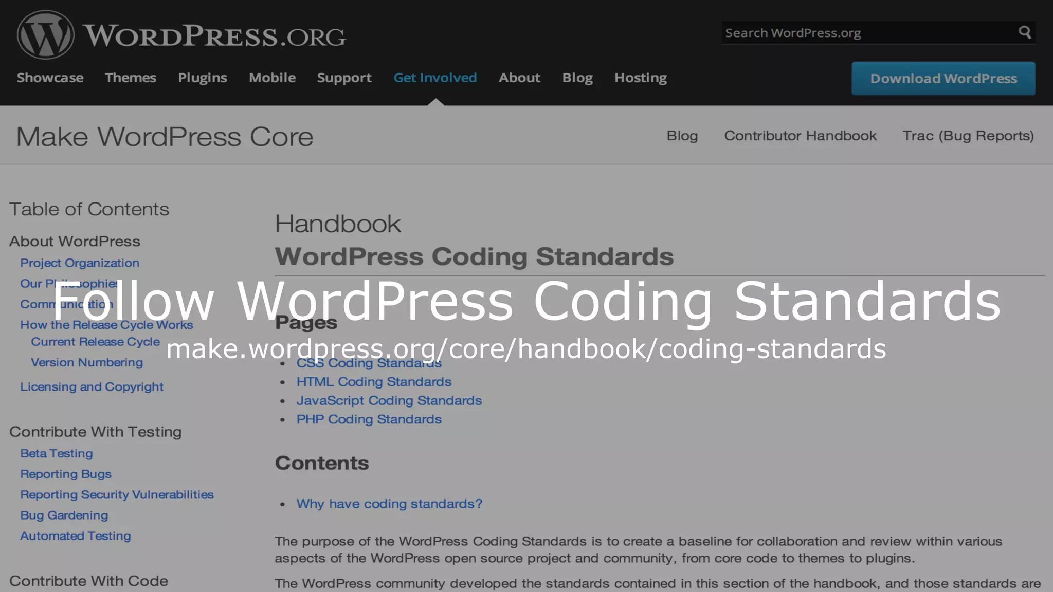 Follow WordPress Coding Standards
make.wordpress.org/core/handbook/coding-standards

 