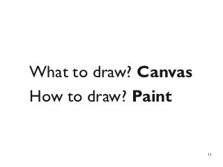 What to draw? Canvas
How to draw? Paint


                       11
 