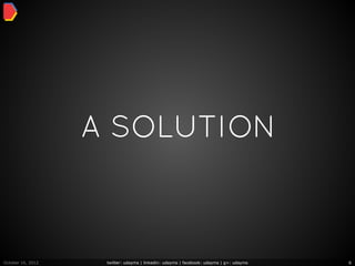 A SOLUTION



October 16, 2012    twitter: udayms | linkedin: udayms | facebook: udayms | g+: udayms   6
 