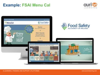 www.aurionlearning.comE-LEARNING | TRAINING AND SUPPORT | PLATFORMS
Example: FSAI Menu Cal
 