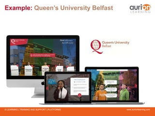 www.aurionlearning.comE-LEARNING | TRAINING AND SUPPORT | PLATFORMS
Example: Queen’s University Belfast
 