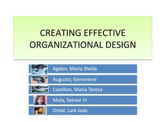 CREATING EFFECTIVE
ORGANIZATIONAL DESIGN
 