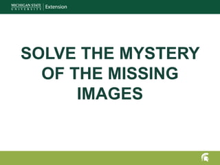 SOLVE THE MYSTERY
OF THE MISSING
IMAGES
 