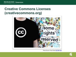 Creative Commons Licenses
(creativecommons.org)
Photo Source: Flickr/TllarX (CC BY 2.0)
 