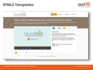www.aurionlearning.comE-LEARNING | TRAINING AND SUPPORT | PLATFORMS
HTML5 Templates
 