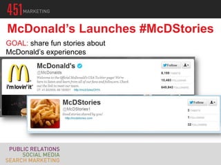 McDonald’s Launches #McDStories
GOAL: share fun stories about
McDonald’s experiences
 