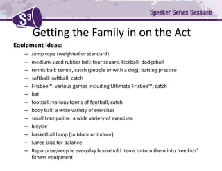 Why Is This Important?Only 1/3 of all Americans meet the government's minimum guidelines for physical activity - 2½ hours a week of moderate-intensity activity. GuidelinesAdult Guidelines: Adults should do a minimum of 2 hours and 30 minutes of moderate-intensity aerobic activity a week by doing activities like brisk walking, ballroom dancing, or general gardeningChildren and adolescents aged 6–17 years should accumulate 1 hour or more of physical activity daily. The 1 hour of activity should be mostly aerobic but should also include muscle-strengthening and bone-strengthening activities. 