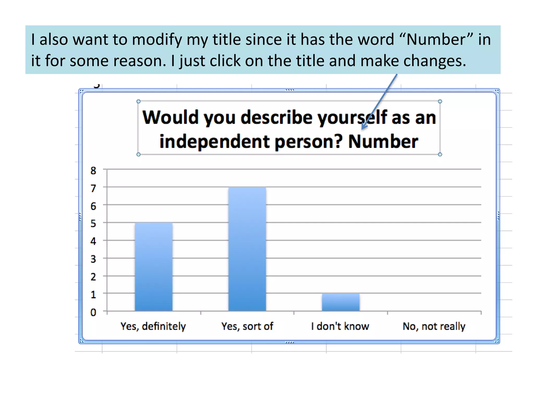 I also want to modify my title since it has the word “Number” in
it for some reason. I just click on the title and make changes.
 