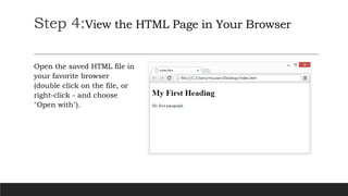 creating html using notepad-learning material | PPT