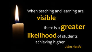 When teaching and learning are
visible,
there is a greater
likelihoodof students
achieving higher
John Hattie
 