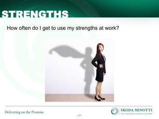 - 27 -
STRENGTHS
How often do I get to use my strengths at work?
 