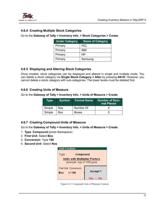 Creating inventory masters in Tally ERP 9 | PDF