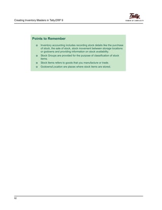 Creating inventory masters in Tally ERP 9 | PDF