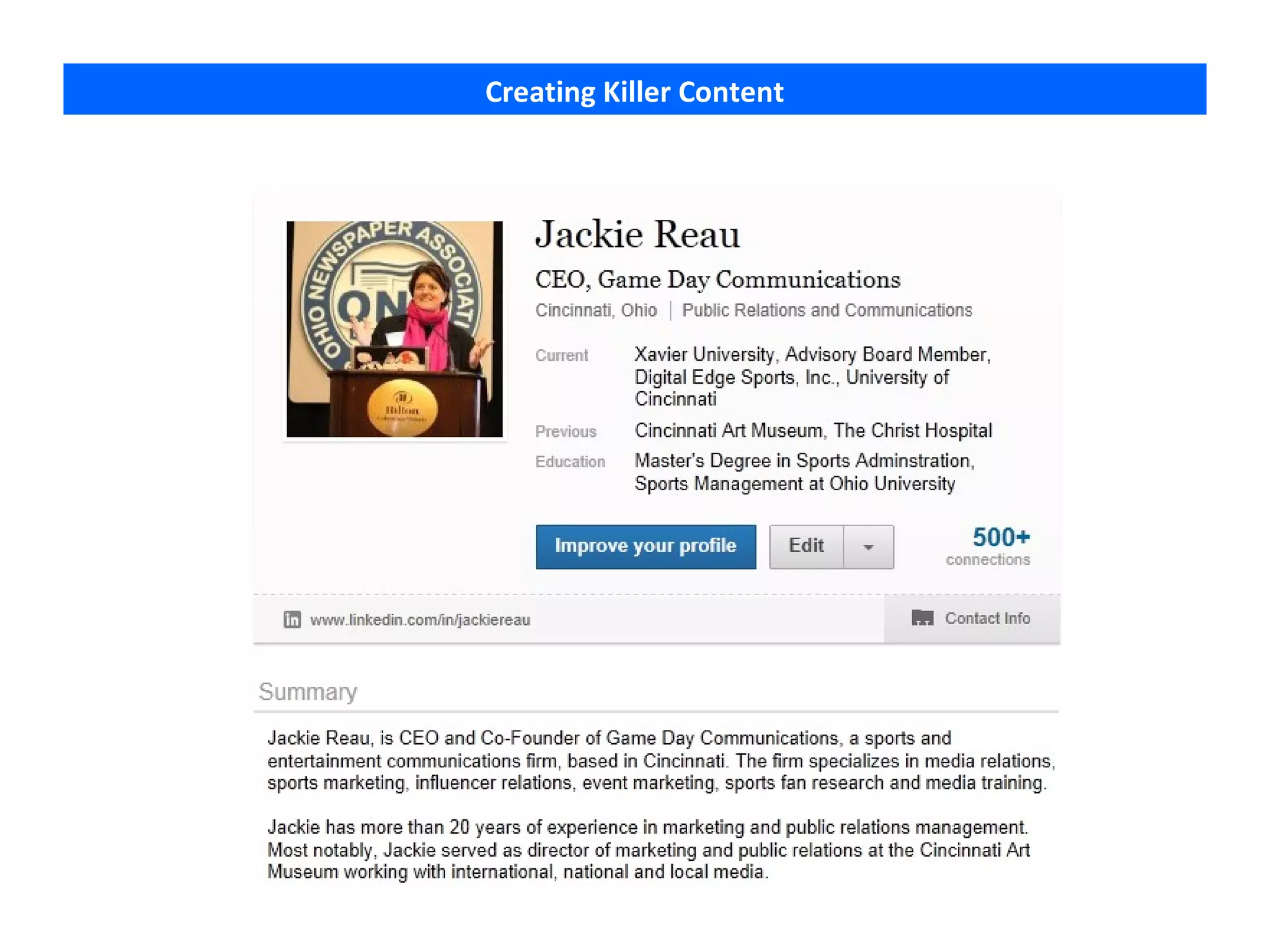 Creating Killer Content
 