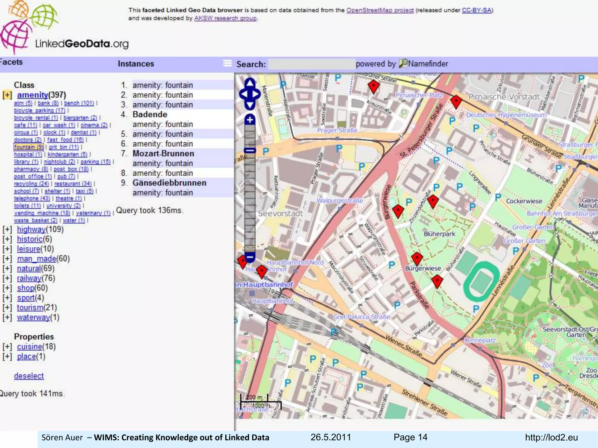Creating Knowledge out of Interlinked Data Sören Auer – WIMS: Creating Knowledge out of Linked Data 26.5.2011 Page 14 http://lod2.eu 