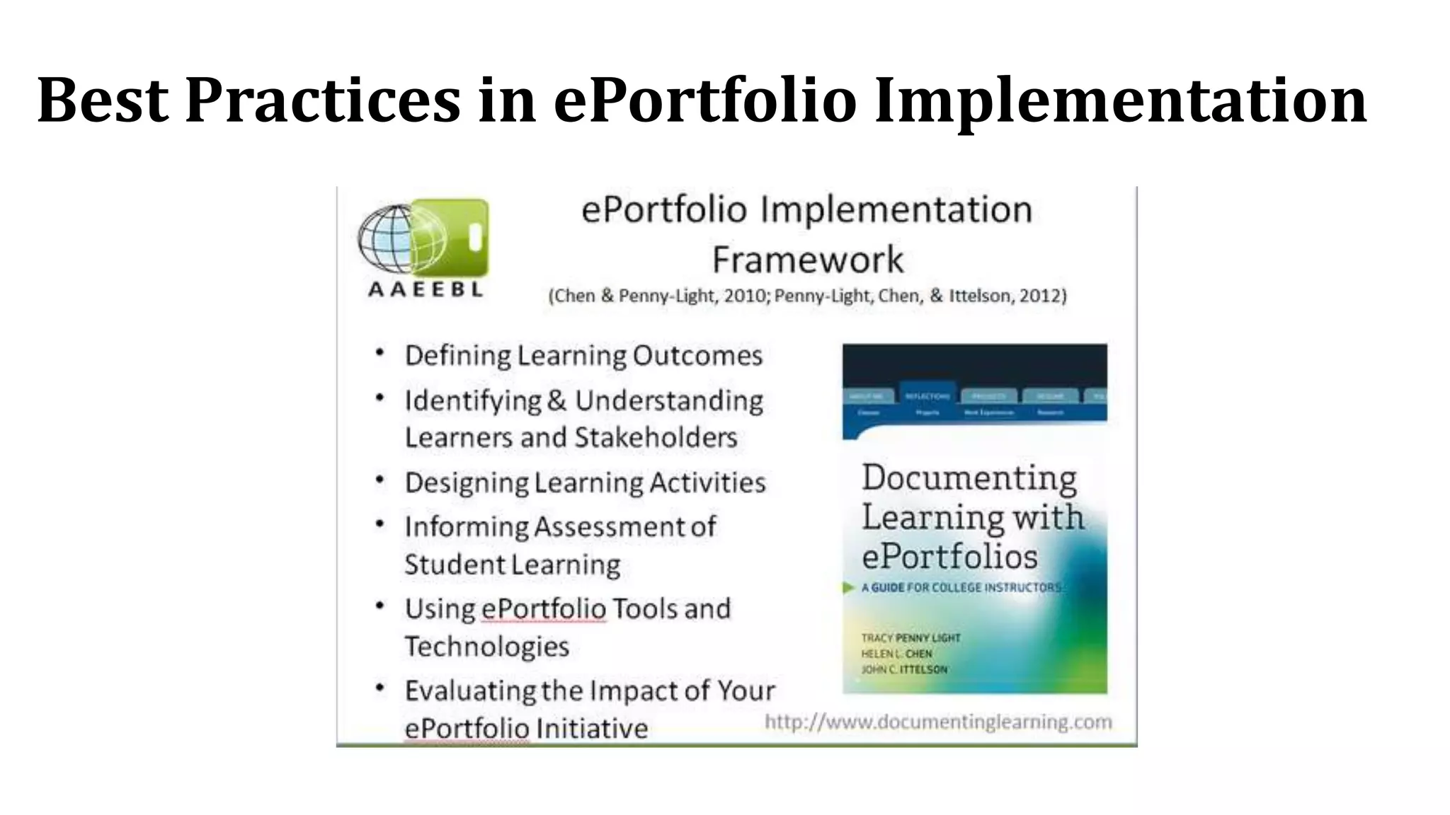 Best Practices in ePortfolio Implementation
 