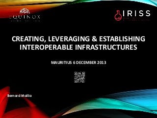 CREATING, LEVERAGING & ESTABLISHING
INTEROPERABLE INFRASTRUCTURES
MAURITIUS 6 DECEMBER 2013

Bernard Mallia

 