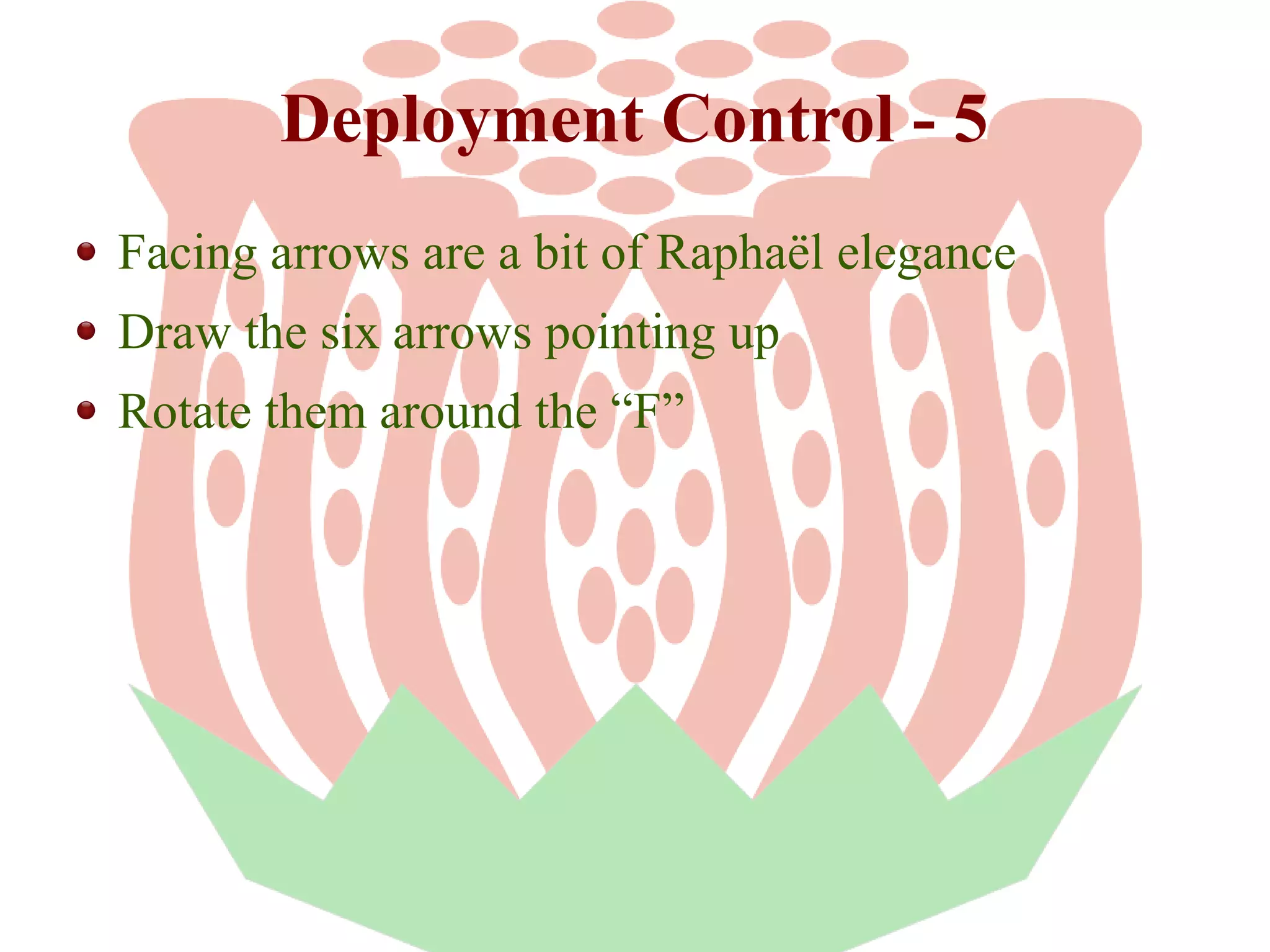 Deployment Control - 5
Facing arrows are a bit of Raphaël elegance
Draw the six arrows pointing up
Rotate them around the “F”

 