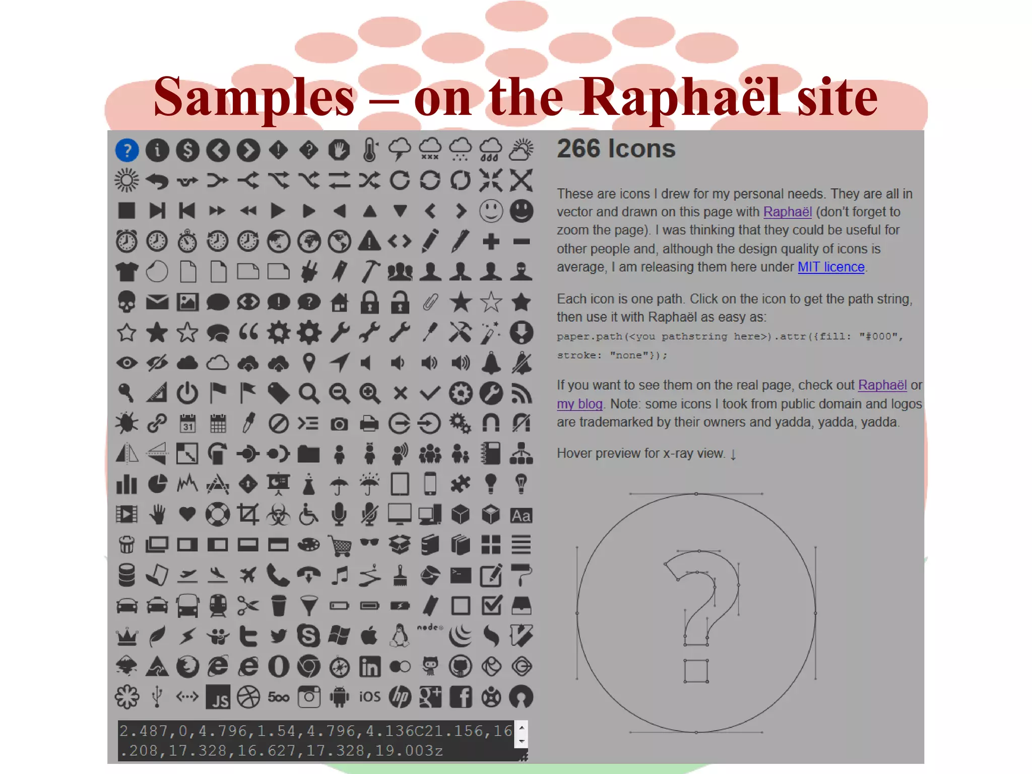 Samples – on the Raphaël site

 