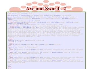 Axe and Sword - 2
<?xml version="1.0" encoding="UTF-8"?>
<svg version="1.2" baseProfile="tiny" width="210mm" height="297mm" viewBox="0 0 21000 29700"
preserveAspectRatio="xMidYMid" fill-rule="evenodd" stroke-width="28.222" stroke-linejoin="round"
xmlns="http://www.w3.org/2000/svg" xmlns:xlink="http://www.w3.org/1999/xlink" xml:space="preserve">
<defs>
<font id="EmbeddedFont_1" horiz-adv-x="2048">
<font-face font-family="Arial embedded" units-per-em="2048" font-weight="normal" font-style="normal"
ascent="1852" descent="450"/>
<missing-glyph horiz-adv-x="2048" d="M 0,0 L 2047,0 2047,2047 0,2047 0,0 Z"/>
<glyph unicode="I" horiz-adv-x="186" d="M 191,0 L 191,1466 385,1466 385,0 191,0 Z"/>
<glyph unicode="B" horiz-adv-x="1086" d="M 150,0 L 150,1466 700,1466 C 812,1466 902,1451 970,1422 1037,1392
1090,1346 1129,1285 1167,1223 1186,1158 1186,1091 1186,1028 1169,969 1135,914 1101,859 1050,814 981,780
1070,754 1138,710 1186,647 1233,584 1257,510 1257,425 1257,356 1243,293 1214,234 1185,175 1149,129 1106,97
1063,65 1010,41 946,25 881,8 802,0 709,0 L 150,0 Z M 344,850 L 661,850 C 747,850 809,856 846,867 895,882
933,906 958,940 983,974 995,1017 995,1068 995,1117 983,1160 960,1197 937,1234 903,1259 860,1273 817,1286
742,1293 637,1293 L 344,1293 344,850 Z M 344,173 L 709,173 C 772,173 816,175 841,180 886,188 923,201 953,220
983,239 1008,266 1027,302 1046,337 1056,378 1056,425 1056,480 1042,527 1014,568 986,608 947,636 898,653
848,669 776,677 683,677 L 344,677 344,173 Z"/>
</font>
</defs>
<g visibility="visible" id="MasterSlide_1_Default">
<desc>Master slide
</desc>
<rect fill="none" stroke="none" x="0" y="0" width="21000" height="29700"/>
</g>
<g visibility="visible" id="Slide_1_page1">
<g>
<path fill="rgb(207,231,245)" stroke="none" d="M 1700,14900 L 2100,15400 7400,11500 6900,10900 1700,14900
Z"/>
<path fill="none" stroke="rgb(128,128,128)" id="Drawing_1_0" stroke-linejoin="round" d="M 1700,14900 L
2100,15400 7400,11500 6900,10900 1700,14900 Z"/>
</g>
<g>
<path fill="rgb(207,231,245)" stroke="none" d="M 8807,9464 L 9500,10100 11000,8700 11800,11300 14800,8500
11900,7700 12300,7400 11800,6800 11500,7100 11000,4300 7800,7000 10400,8200 8807,9464 Z"/>
<path fill="none" stroke="rgb(128,128,128)" id="Drawing_2_0" stroke-linejoin="round" d="M 8807,9464 L
9500,10100 11000,8700 11800,11300 14800,8500 11900,7700 12300,7400 11800,6800 11500,7100 11000,4300 7800,7000
10400,8200 8807,9464 Z"/>
</g>
…...
</g>
</svg>

 