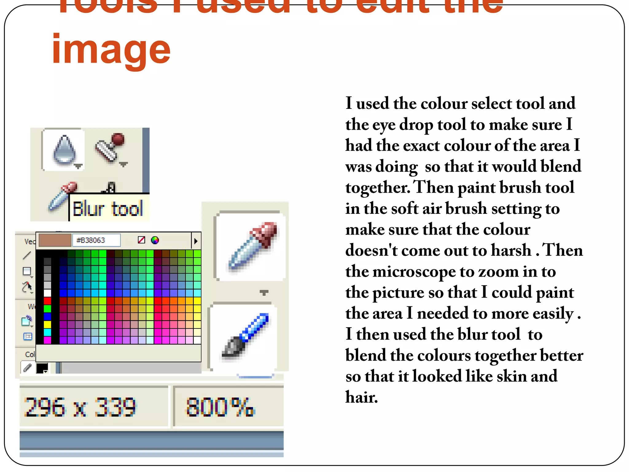 Tools I used to edit the
image
 