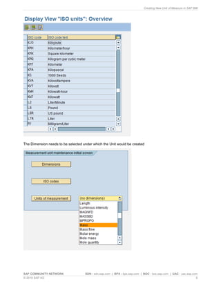 Creating new unit of measure in sap bw | PDF