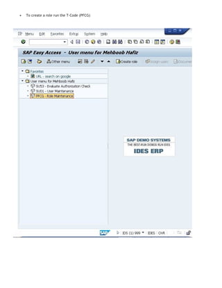 Creating new users and roles in sap guide | PDF