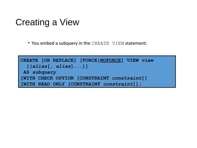 Creating other schema objects | PPT