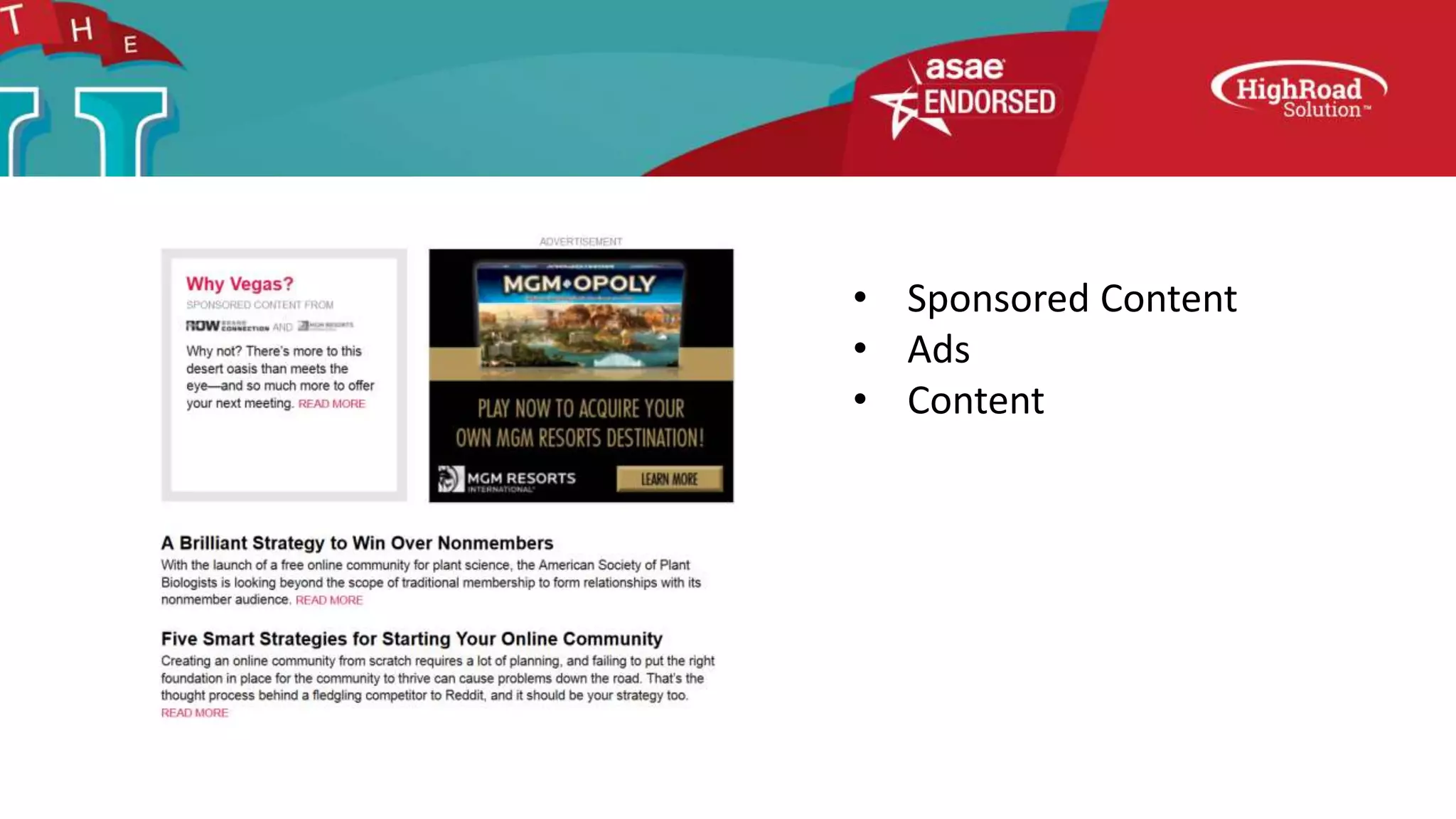 • Sponsored Content
• Ads
• Content
 