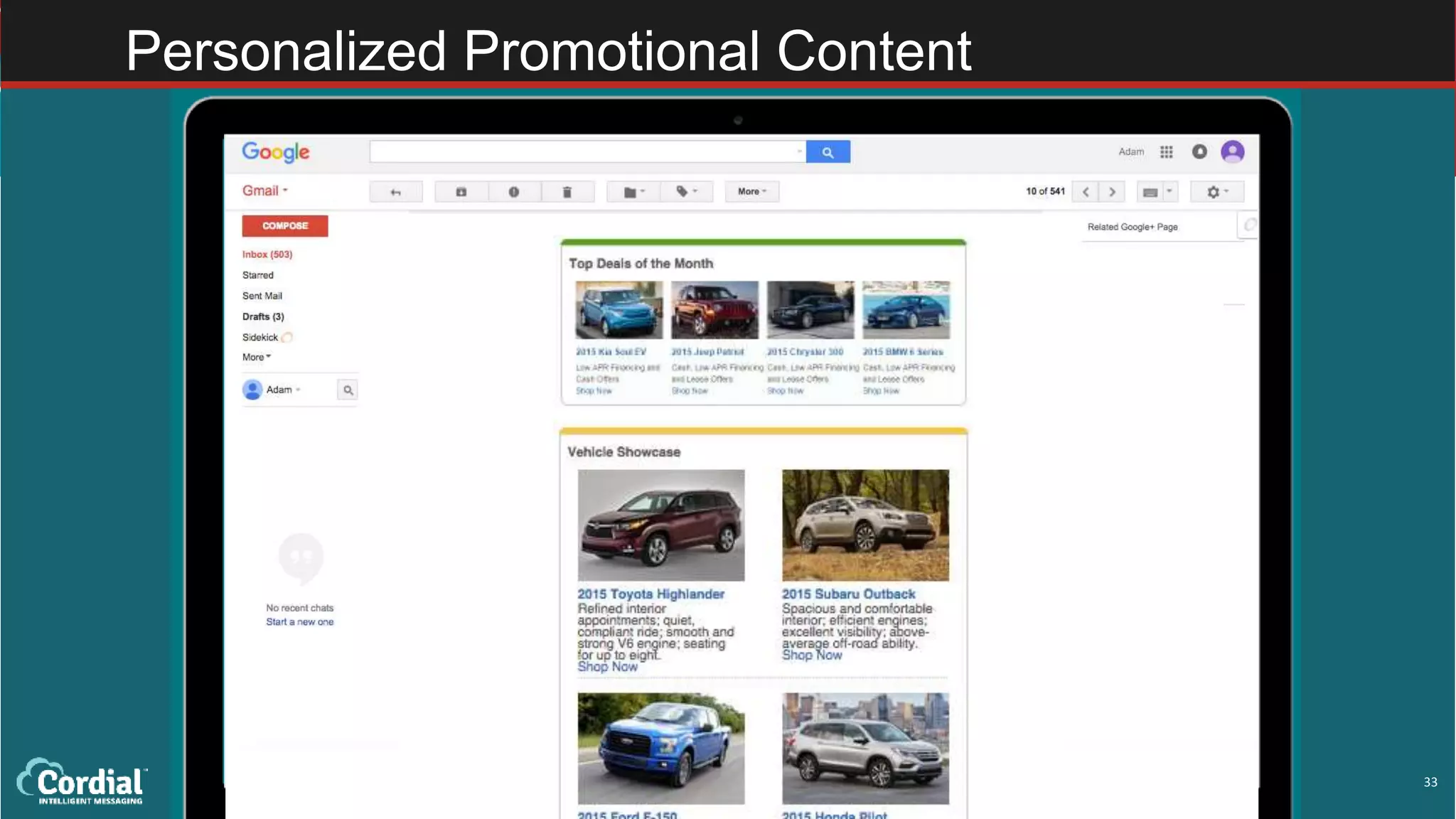 33
Personalized Promotional Content
 