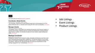 • Job Listings
• Event Listings
• Product Listings
 