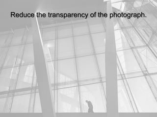 Reduce the transparency of the photograph.
 
