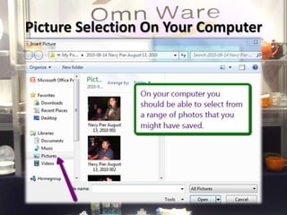 The colors in a photo presentation should compliment your wording