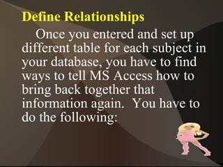 You can add the  Students Grade  table in a similar manner.  Because an existing table is in the database, however, the  Table Wizard  provides an additional dialog box.  In this dialog box, you can establish a relationship between the  Students Info  table.  Follow these steps to create the  Students Grade Table , and establish  the relationship: 