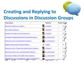 Creating and Replying to  Discussions in Discussion Groups 