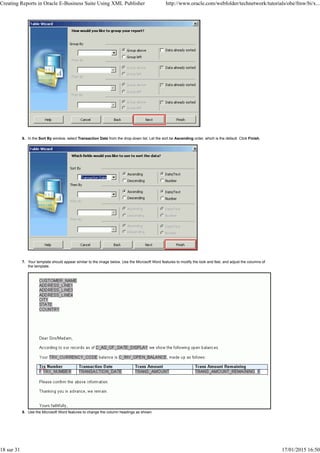 Creating reports in oracle e business suite using xml publisher | PDF