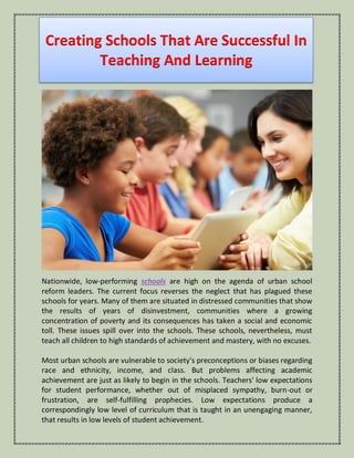 Creating Schools That Are Successful In Teaching And Learning | PDF