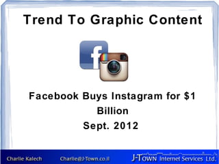 Trend To Graphic Content




Facebook Buys Instagram for $1
           Billion
         Sept. 2012
 