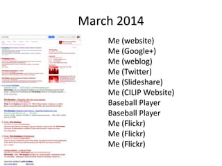 March 2014 
Me (website) 
Me (Google+) 
Me (weblog) 
Me (Twitter) 
Me (Slideshare) 
Me (CILIP Website) 
Baseball Player 
Baseball Player 
Me (Flickr) 
Me (Flickr) 
Me (Flickr) 
 