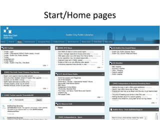 Start/Home pages 
 