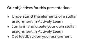 Creating stellar assignments on Actively Learn | PDF