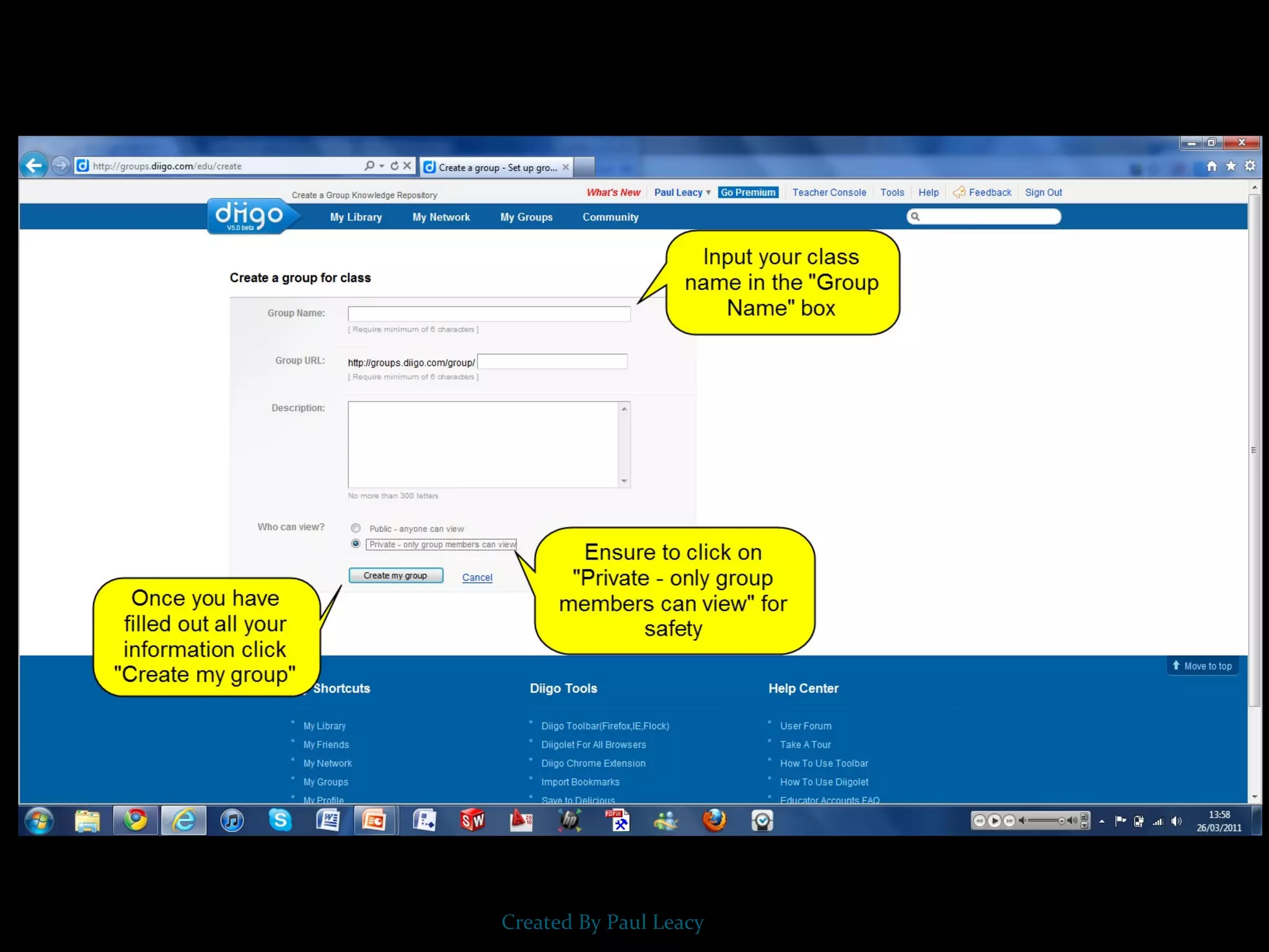 Creating student accounts (diigo)