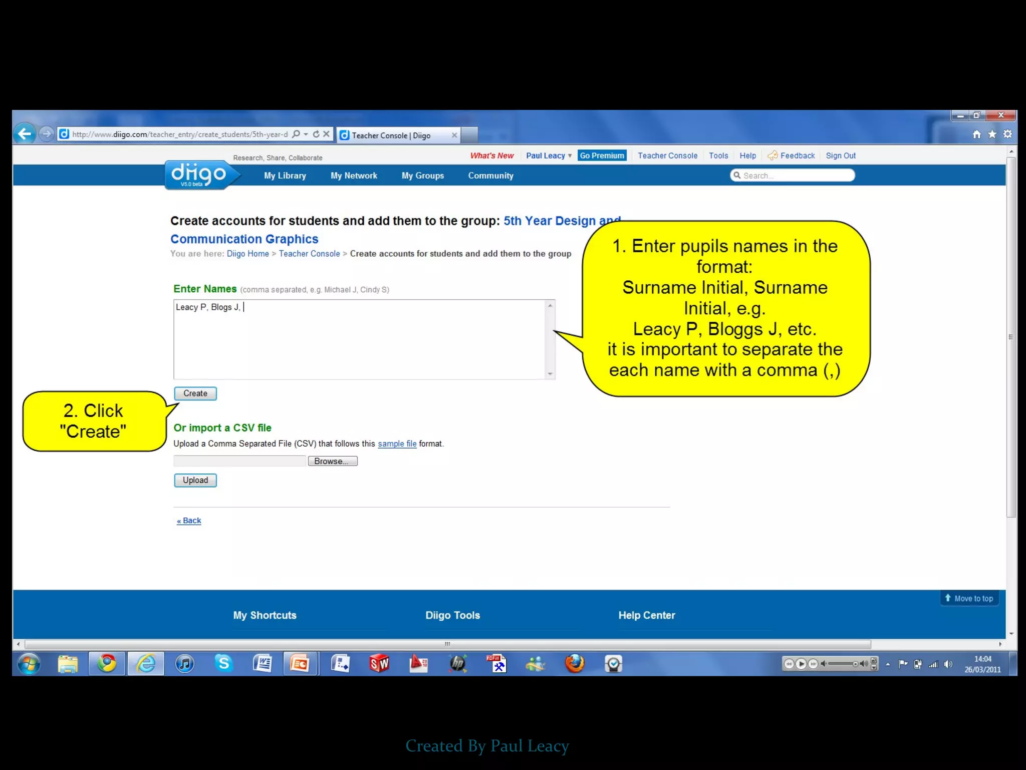 Creating student accounts (diigo)